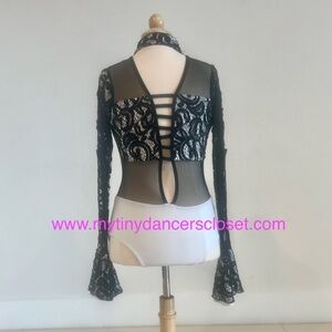 Dance Costume - CH XL - Black and White Leotard lace stoned/ LA Dance